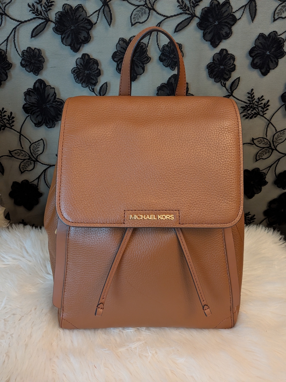 Michael Kors Brown Leather Backpack — Gold Hardware